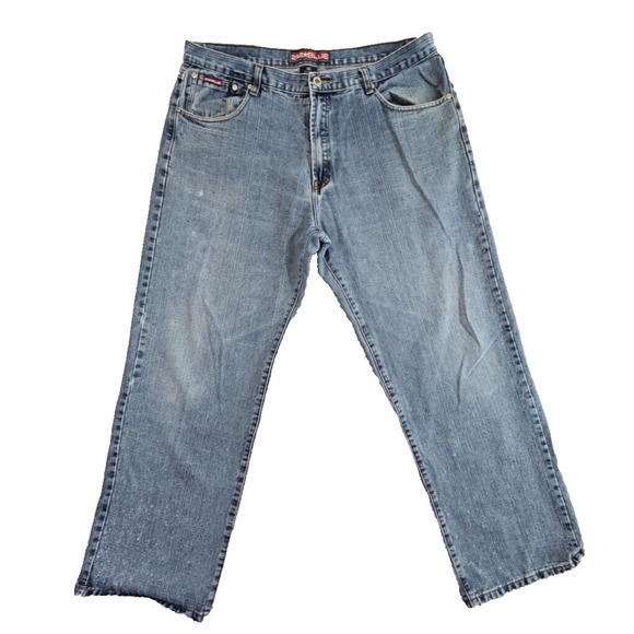 212 Blue Men's Jeans Size 40W 30L Denim Straight Leg Workwear Denimcore Y2K - Picture 1 of 13